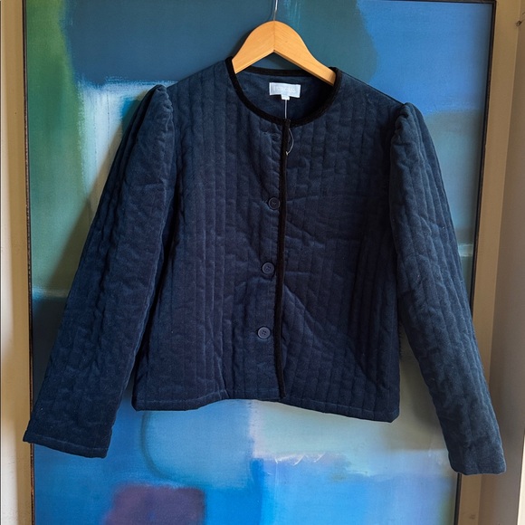 Burgess THE CLARA QUILTED JACKET PEACOCK WITH BLACK TRIM - Picture 2 of 8